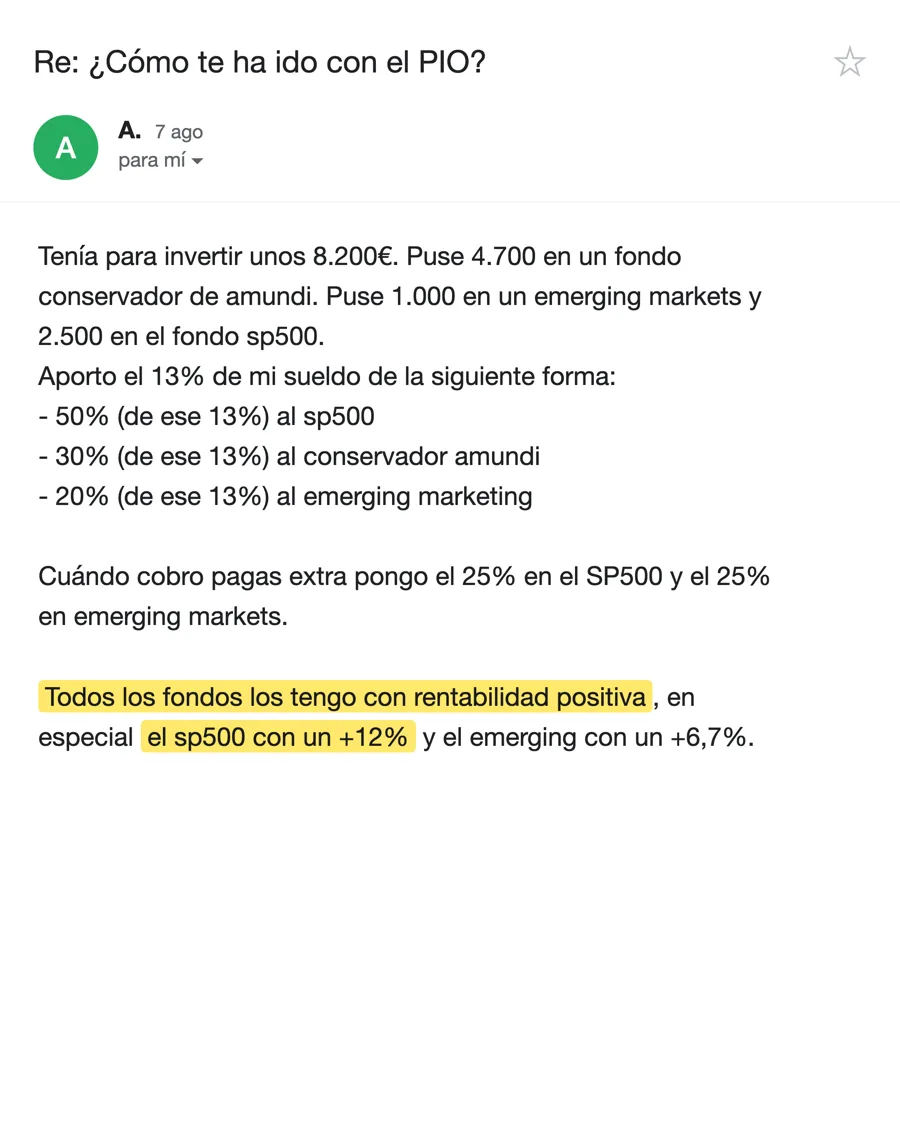 Email de A., alumno del PIO, agosto 2026