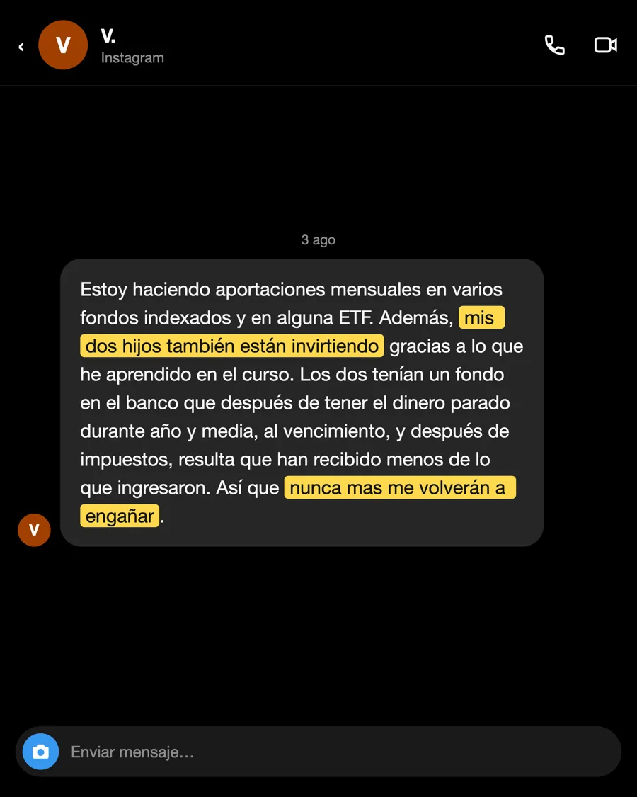 Mensaje de V., alumno del PIO, agosto 2026