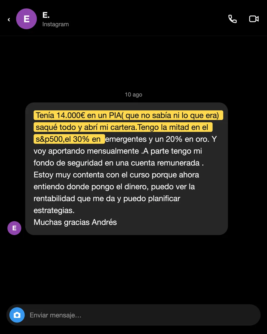 Mensaje de E., alumno del PIO, agosto 2026