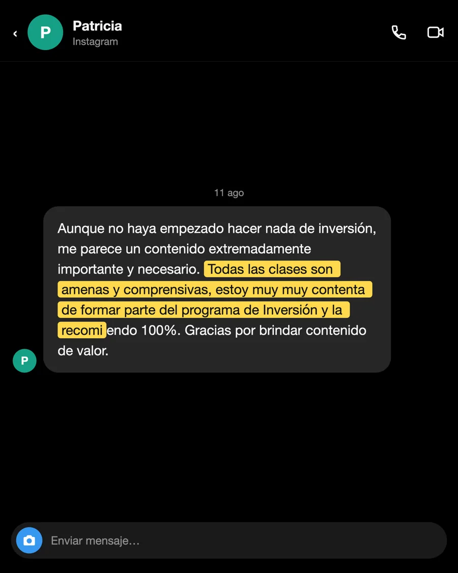 Mensaje de Patricia, alumno del PIO, agosto 2026